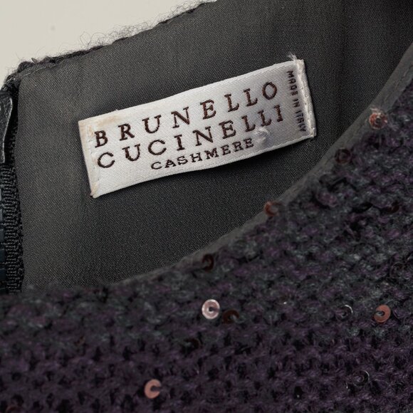 Brunello Cucinelli Purple Striped Sequined Short-Sleeve Sweater - Picture 7 of 9